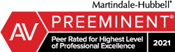 Martindale-Hubbell | AV | Preeminent | Peer Rated for Highest Level of Professional Excellence | 2021